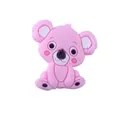Detailed view of pink food-grade silicone baby koala teething bead for DIY crafts - Pink