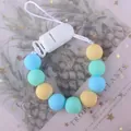 Catenella portaciuccio con perle in silicone macaron blu, giallo e verde per neonati - Blu, Verde e Giallo