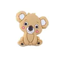 Detail of food-grade silicone koala teething bead with smooth 3D molded texture - Yellow