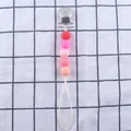 Dettaglio della catenella per ciuccio con perline in silicone e clip in metallo su tessuto - Stile Sfumato da Rosso a Rosa (2#)