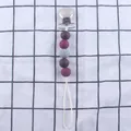 Dettaglio della catenella per ciuccio con clip in metallo e perle in silicone - Stile Colore Marrone Rosso Grigio (4#)