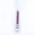 Detail of baby silicone pacifier clip with purple beads and natural wooden pearls - Burgundy
