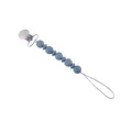 Silicone pacifier clip with dark grey beads and silver metal clasp for baby safety - Dark Gray
