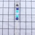 Detail von blauem Schnullerband mit Silikonperlen und silberner Metallklammer - Dunkel-Hellblau Verlauf Stil (16#)