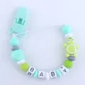 Sujetachupetes de silicona verde con tortuga y cuentas de letras blancas de baby - Estilo Tortuga (X9) / Verde