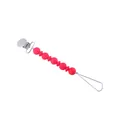 Red silicone bead pacifier clip with silver metal clasp for baby soothing accessories - Red