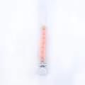 Detail of peach silicone and wooden beads baby pacifier clip with secure metal fastener - Hot Pink