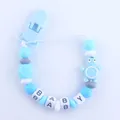 Chupetero de silicona azul claro con tortuga y cuentas de letras para bebés - Estilo Tortuga (X9) / Azul