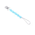 Sky blue silicone bead pacifier clip with secure silver metal clasp for infants - Sky Blue