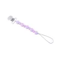Silicone baby pacifier clip with soft lavender round beads and silver metal clasp - Light Purple