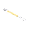Yellow silicone pacifier clip with round beads and durable silver metal clasp - Yellow