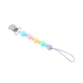 Pacifier clip with pastel silicone beads and metal fastener in macaron colors - Macarons