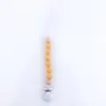 Detail of yellow silicone beads and wooden beads on baby pacifier clip with secure fastener - Ginger Yellow
