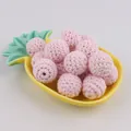 Cuenta de algodón de ganchillo rosa claro 20mm en plato de piña para joyería DIY - 20mm / Rosa Claro