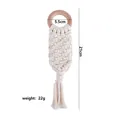 Handmade beech wood ring with beige cotton rope weaving and tassel for baby teething - Spiral Weave (Beech 1)