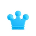 Blue silicone crown-shaped teether bead for DIY baby pacifier clips and bracelets - Dark Blue