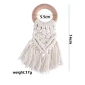 Handcrafted beech wood teething ring with cream cotton rope weaving, 14cm length - Beech Style 2