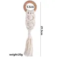 Handmade cream cotton rope macrame baby teether with 5.5cm natural beech wood ring - Beech Style 5