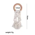 Handmade boho beech wood teether ring with cream cotton rope and tassel detail - Beech Style 7