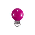 Sujeta chupete de madera rosa fucsia con 3 agujeros de ventilación y clip metálico - Rosa rojo