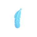 Light blue feather-shaped silicone teething bead with textured surface and hanging hole - Sky Blue