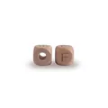 Natural beech wood alphabet bead featuring engraved letter F for DIY pacifier chains - Letter F
