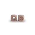 Natural beech wood square bead featuring a laser-engraved letter G for DIY baby jewelry - Letter G