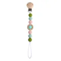 Baby pacifier clip with colorful silicone beads and wooden ring toy accessory - Turquoise Green Pacifier Chain