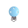 Sujetachupetes para bebé azul claro con tres orificios de ventilación y clip de metal - Azul cielo