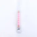 Pink silicone and wood bead pacifier clip with secure metal fastener for baby items - Pink