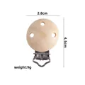 Chupetero de madera natural con cuenta redonda de 2,8 cm y clip de metal - Color madera natural
