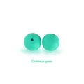 Pair of 15mm Christmas green silicone beads with central hole for DIY teething jewelry - Christmas Green