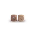 Natural beech wood cube bead with engraved letter K for DIY baby pacifier clips - Letter K