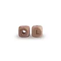 Natural beech wood square alphabet bead with engraved letter L for DIY pacifier chains - Letter L
