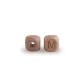 Natural beech wood alphabet bead with engraved letter M for DIY pacifier chains - Letter M