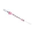 Pink silicone elephant pacifier clip with gray beads and white letter blocks for baby - Pacifier Clip / Pink