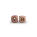 Natural beech wood square alphabet bead with letter N for DIY pacifier clips - Letter N