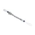 Elephant silicone baby teething clip with personalized gray and white marble beads - Pacifier Clip / Gray