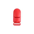 DIY baby pacifier clip in vibrant red plastic with functional rectangular strap hole - Red