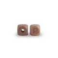 Natural beech wood square alphabet bead featuring letter P for DIY pacifier chains - Letter P