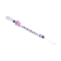 Catenella portaciuccio in silicone rosa e viola con elefante e perline BABY per neonati - Catena per ciuccio / Viola