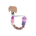 Beech wood elephant pacifier clip with colorful silicone beads and BABY letter blocks - Purple Pacifier Clip