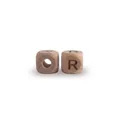Natural beech wood alphabet beads with engraved letters O and R for DIY pacifier chains - Letter R