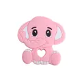 Pink elephant silicone baby teether with heart cutout for easy grip and soothing - Pink Teether