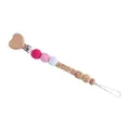 Chupetero de cuentas de ganchillo rosa y blanco con cuentas de madera BABY - Estilo Corazón Rosa y Blanco