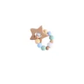 Star-shaped beech wood and colorful silicone bead baby teething ring in macaron colors - Five-pointed Star Teething Toy