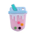 Perle en silicone en forme de thé aux perles rose avec couvercle cœur pour bricolage - Glace Rose