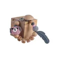 Pink and grey crochet bear pacifier clip with baby letter beads and silicone feather - Pink Dog