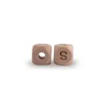 Natural beech wood alphabet bead with engraved letter S for DIY pacifier clips - Letter S