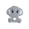 Grey cartoon elephant baby silicone teether with heart cutout and textured ears - Gray Teether